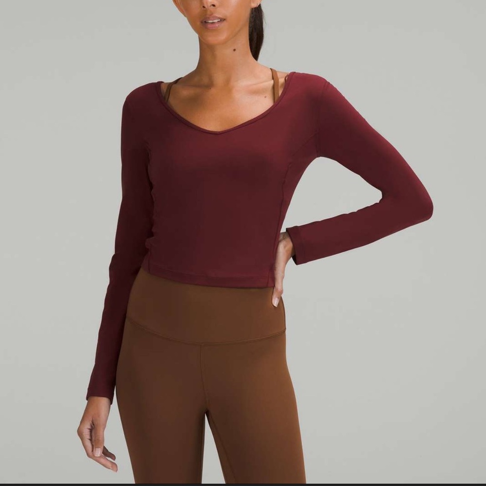 Lululemon Women's Long Sleeve Scoop Neck Top - Burgundy